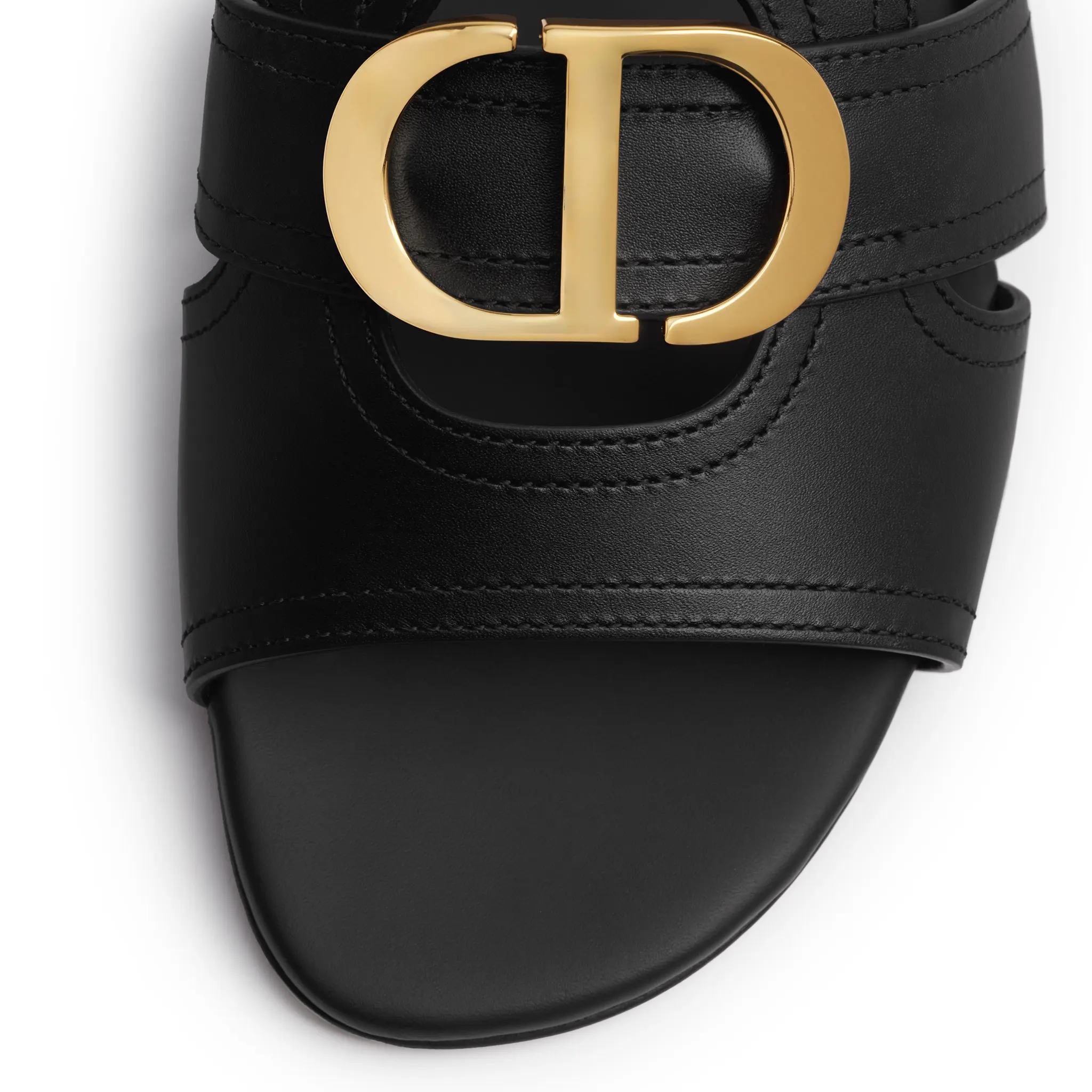 Detailed View of Dior 30 Montaigne Calfskin Black Slides